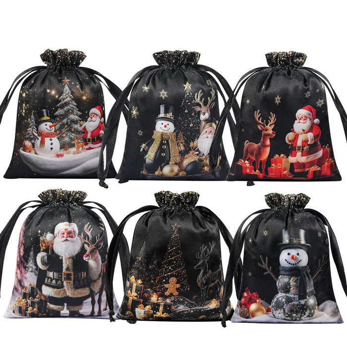 Wholesale Christmas Candy Custom Bag  Satin Double Drawstring Storage Bag Drawstring Christmas Gift Bag Gift Bag