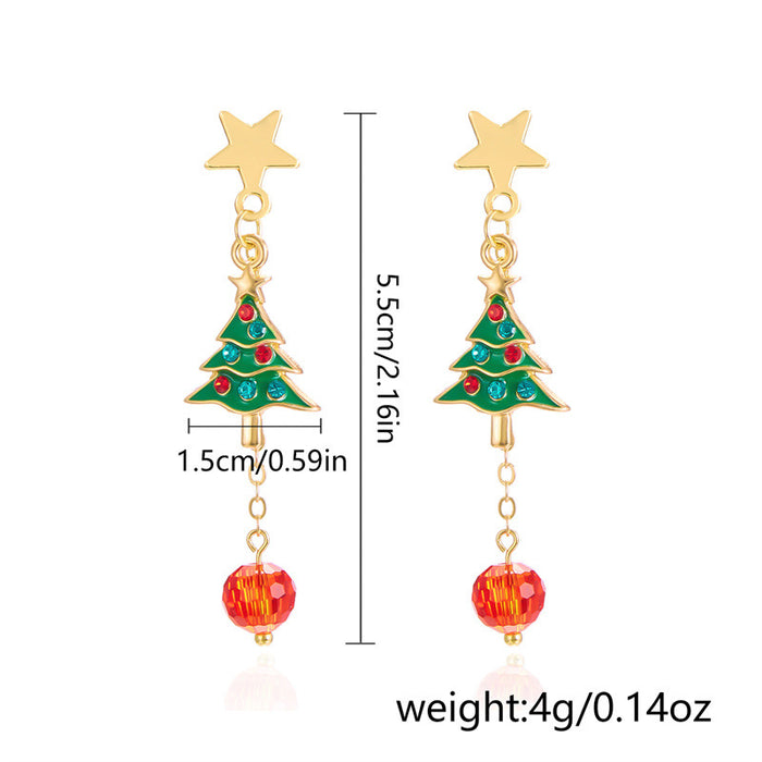 Wholesale Zinc Alloy Christmas Tree Snowflake Dangle Earrings Colorful Trendy Holiday Jewelry Accessory