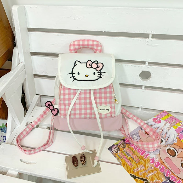 Wholesale Mini Schoolbag  Children's Backpack  Plaid Embroidered Backpack