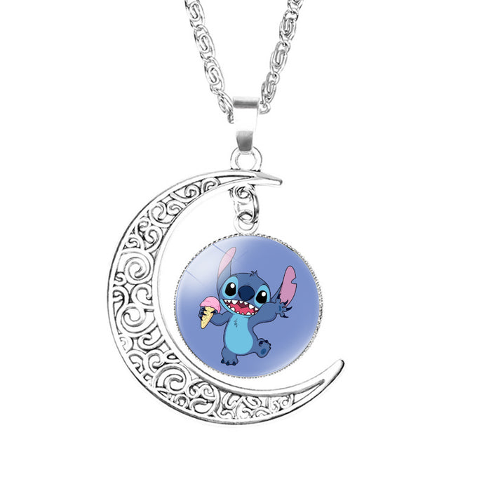 Wholesale Cute cartoon pattern moon element necklaces