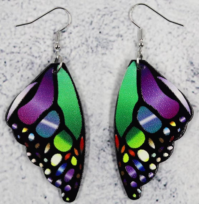 Wholesale Acrylic Butterfly Wing Earrings Colorful Cartoon Design Fashion Jewelry Accessory