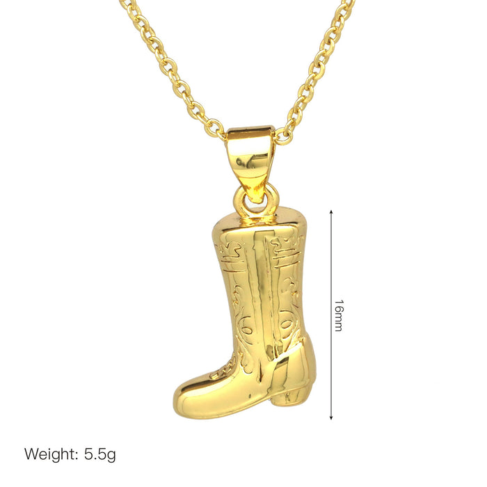 Wholesale Simple Couple Shoe Pendant Copper Gold-Plated Sneaker Necklace