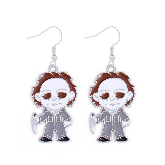 Wholesale Halloween Series Skull Pumpkin Zinc Alloy Earrings JDC-ES-BinL008