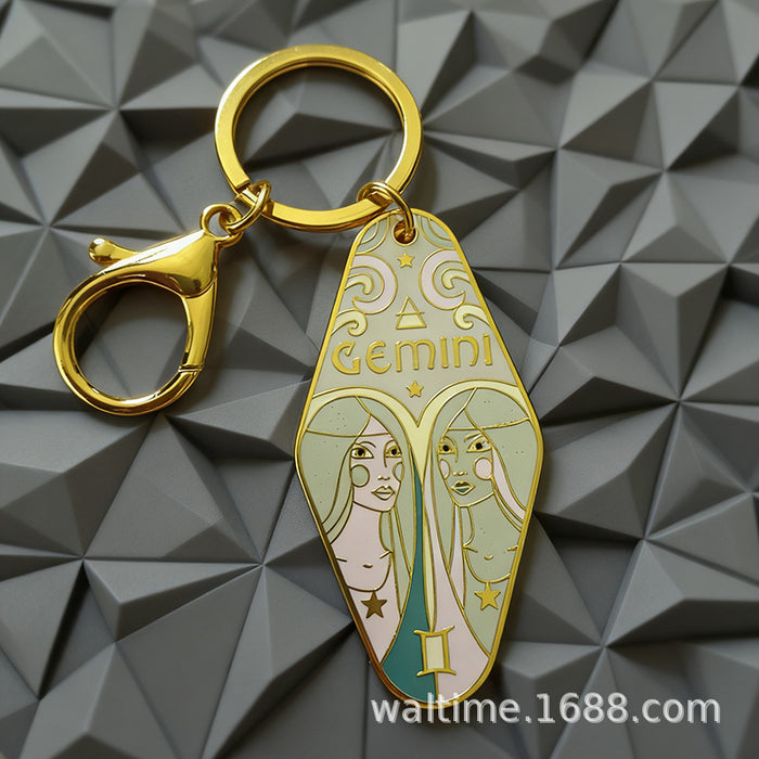 Wholesale 12 Zodiac Signs Alloy Keychain Stylish Car Key Accessory MOQ≥5