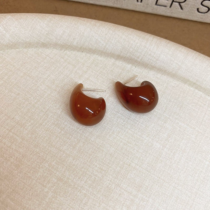 Wholesale  silver needle geometric irregular resin earrings heart earrings