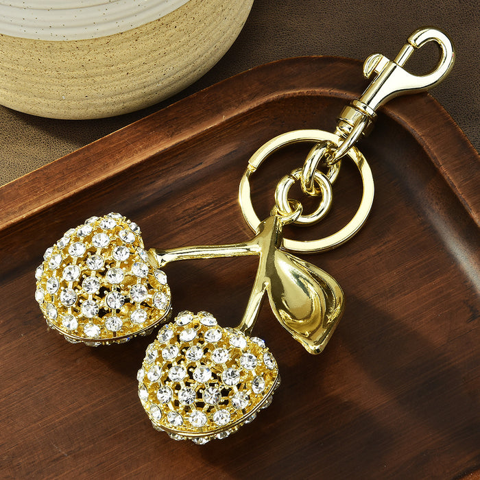 Wholesale lock ring full diamond cherry bag key chain cross-border fruit cherries