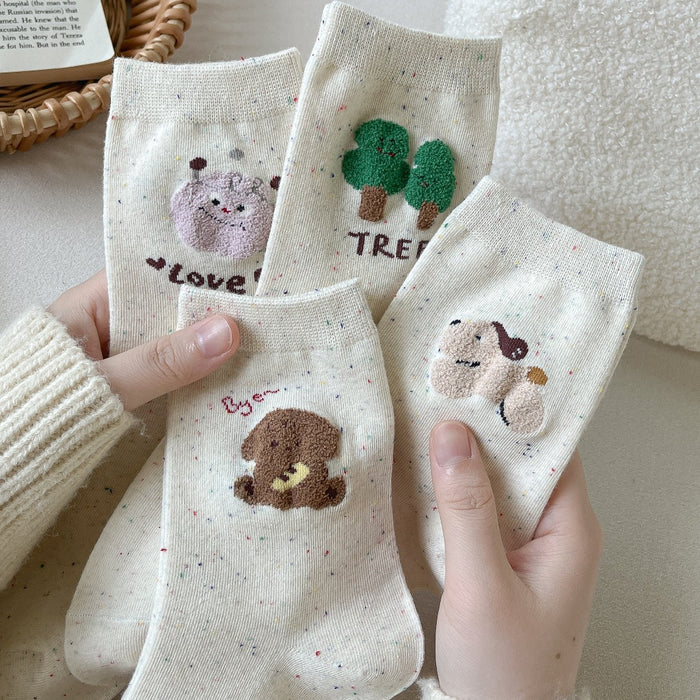 Wholesale Cute cartoon small animal cotton socks, mid tube socks