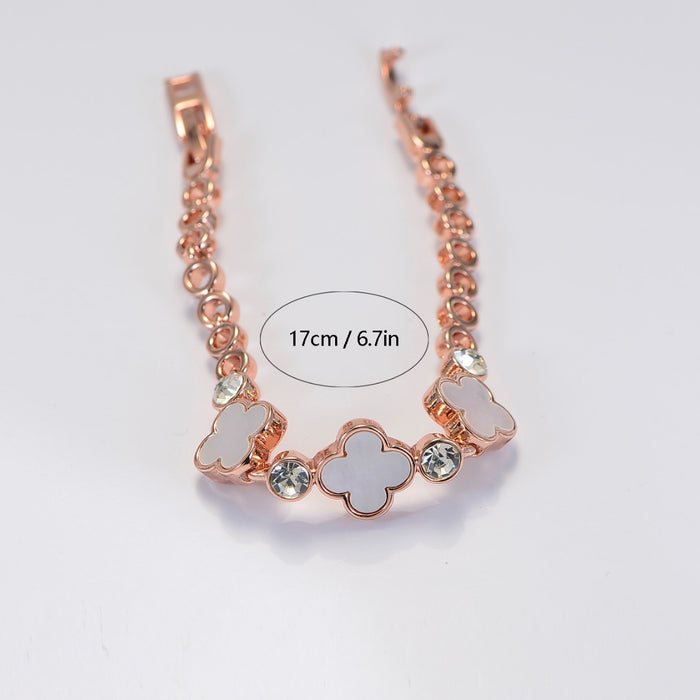 Wholesale Four-leaf clover bracelet,  shell rose gold