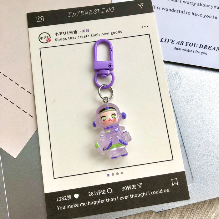 Wholesale Cute cartoon night light bubble astronaut keychain pendant accessory gift car hanging accessory