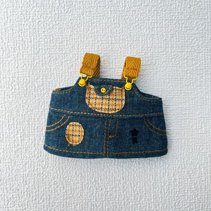 Wholesale handmade fabric  cute cloth Denim strap skirt casual shirt three-piece set