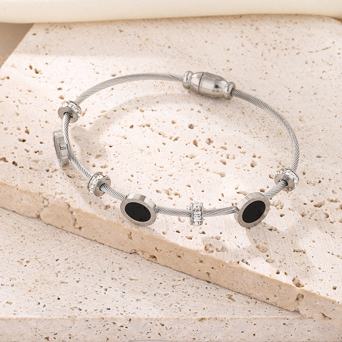 Wholesale Beaded bracelet with stainless steel gold-plated zircon stones