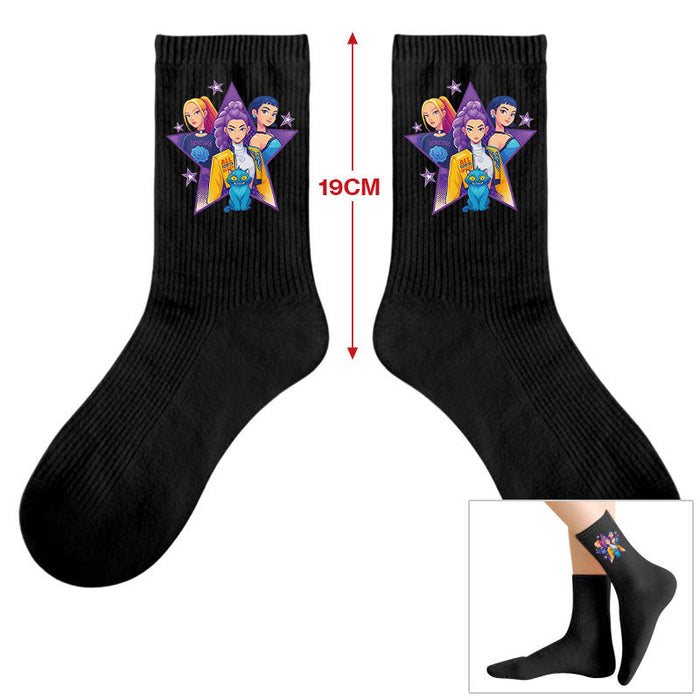Wholesale Kpop Cute cartoon-themed printed colorful mid-calf socks