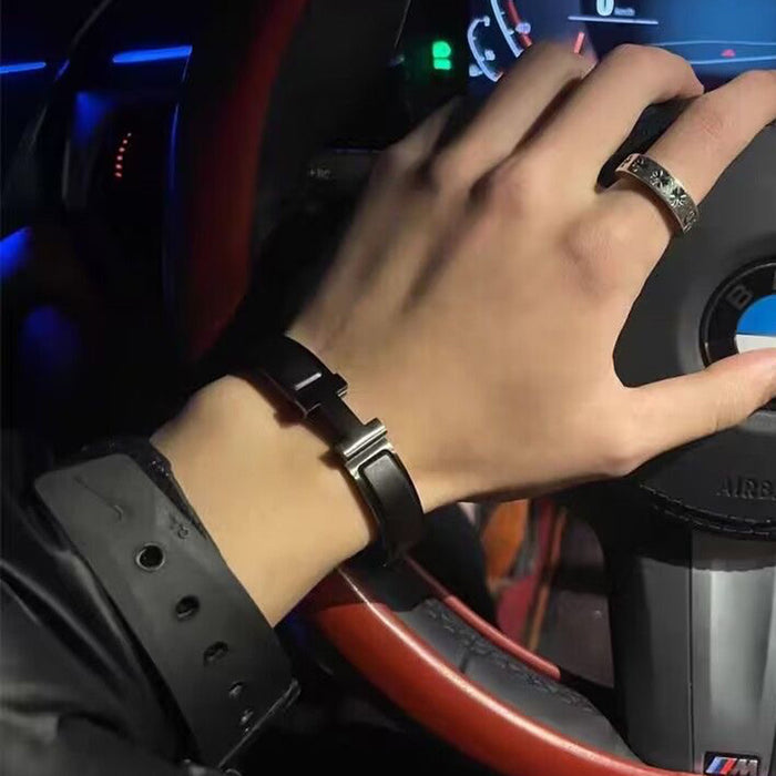 Wholesale Bracelet Bracelet Men's Pure Black Hand Ring Matte Buckle Couple Style Bracelet