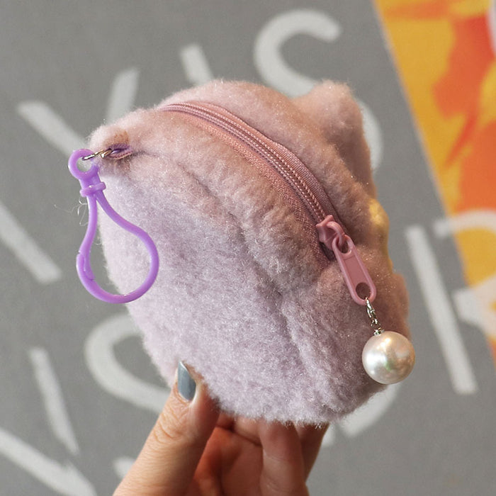 Wholesale Trendy Plush Bear Backpack Coin Purse Solid Purple Cute Card Holder Keychain Wallet For Women