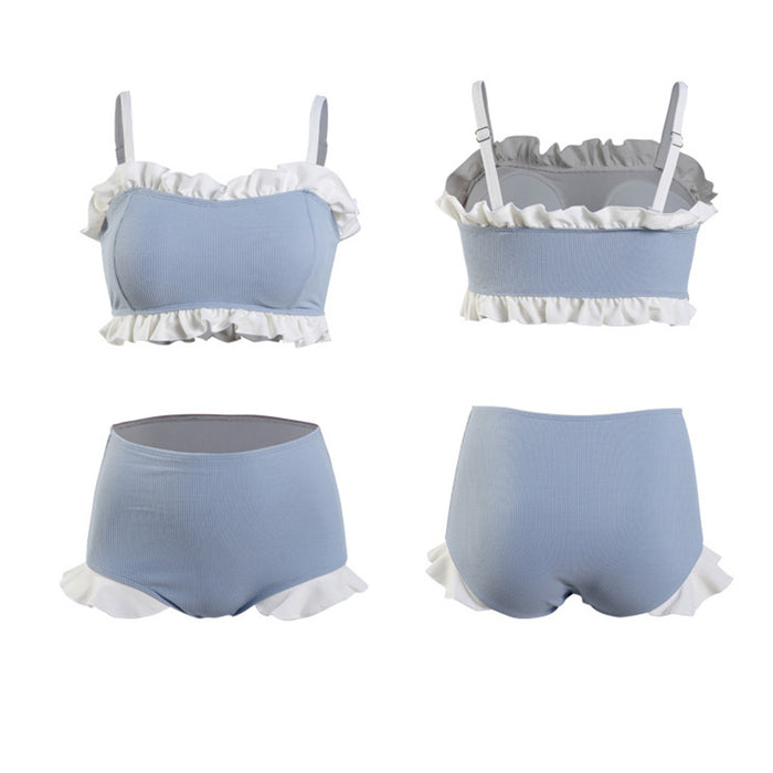 Wholesale Split swimsuit, camisole, ruffle edge, sexy high waisted, conservative hot spring swimsuit