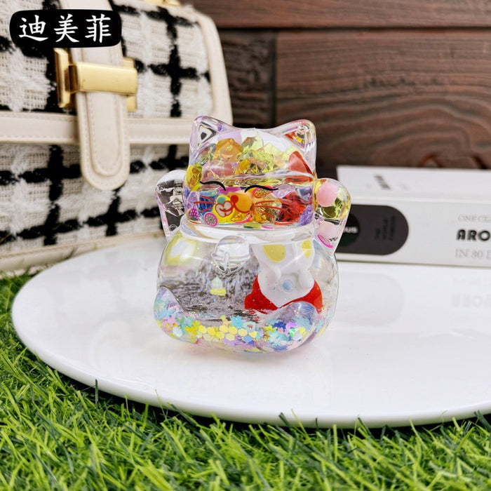 Wholesale Oil Drops Liquid Sand Bottle Acrylic Oil Ornaments Dripping Lucky Cat Oil Leakage Small Gift