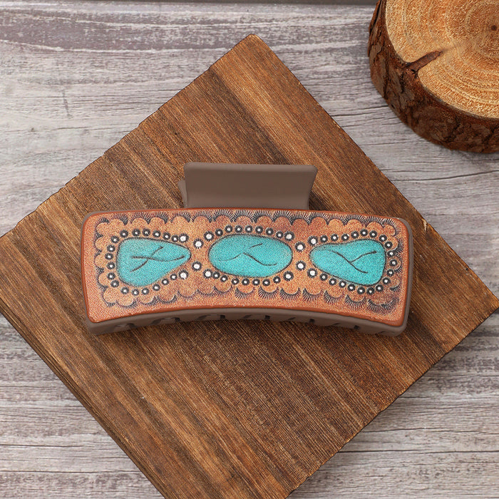 Wholesale Western Style Leather Hairpin Sunflower English Alphabet Clip Women Shark Clip