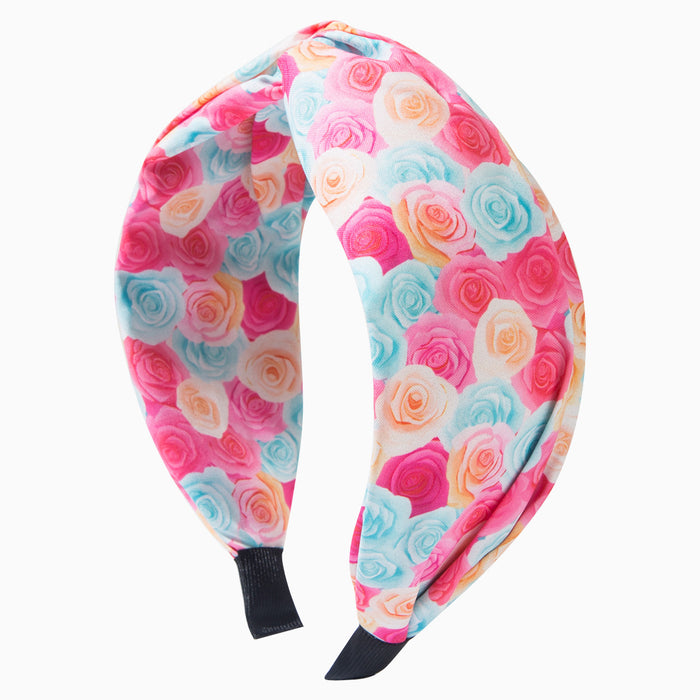 Wholesale Printed fabric headband, fashionable cross high skull top, outdoor hair accessory