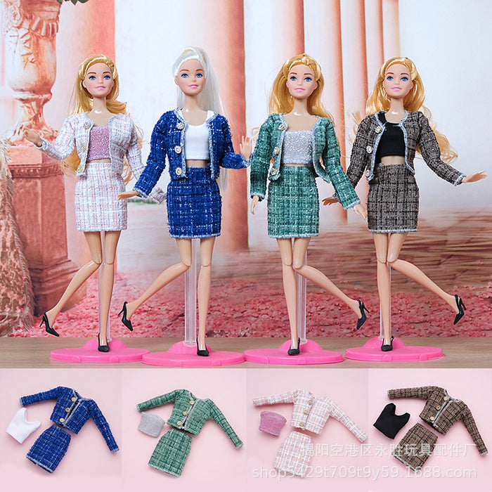 Wholesale doll clothing  coat skirt three-piece set
