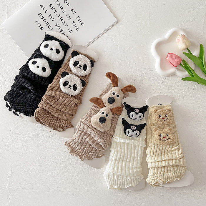 Wholesale Socks Autumn and Winter Cute Cartoon Animal Doll Knitted Warm Lace Pile Socks Baby Girl' s Trendy Leg Cover