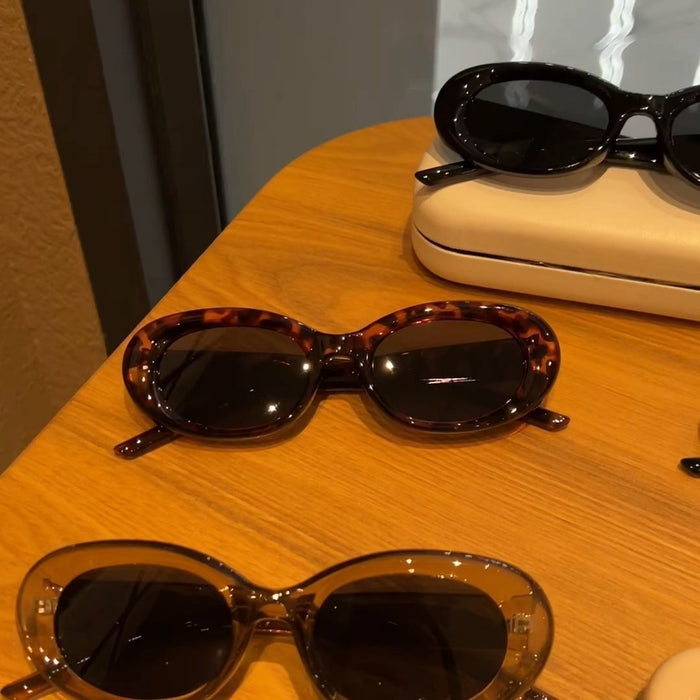 Wholesale  Oval white frame sunglasses  concave sunglasses Women's Big Face cat eye sun protection