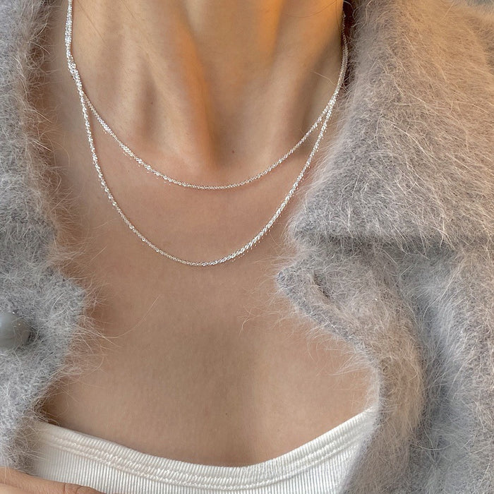 Wholesale Small niche silver collarbone chain, plain chain necklace, bare chain