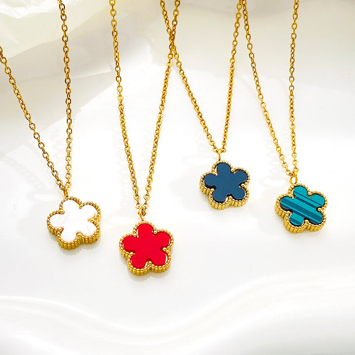 Wholesale Colorful Flower Stainless Steel Necklace JDC-NE-QingWen008