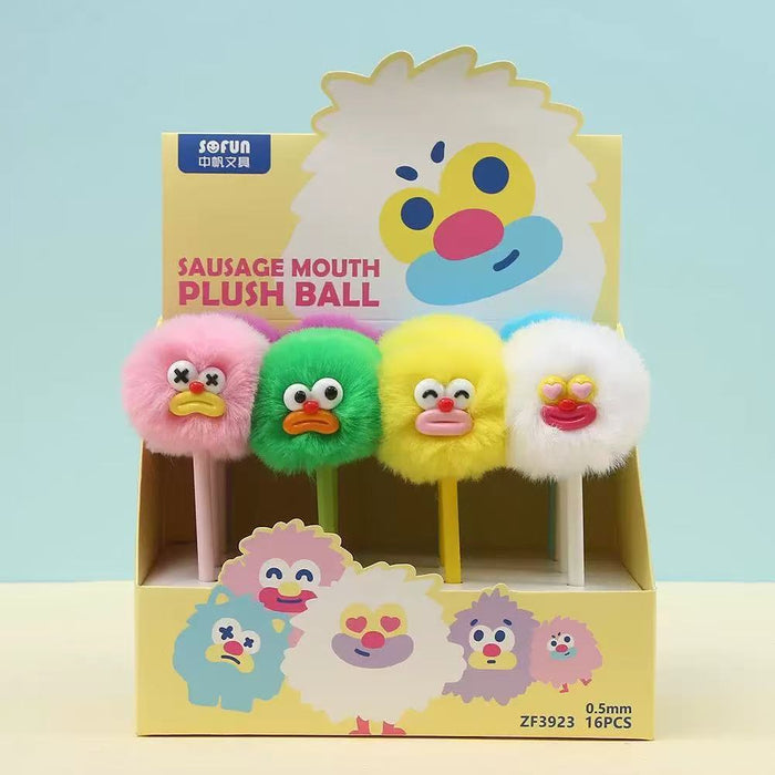 Wholesale Cute animal elephant pom-pom ballpoint pen
