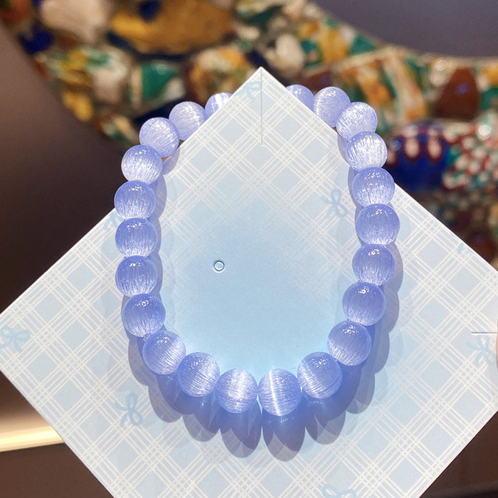 Wholesale Trendy Cat' s Eye Glass Beaded Bracelets Handmade Geometric MOQ≥3