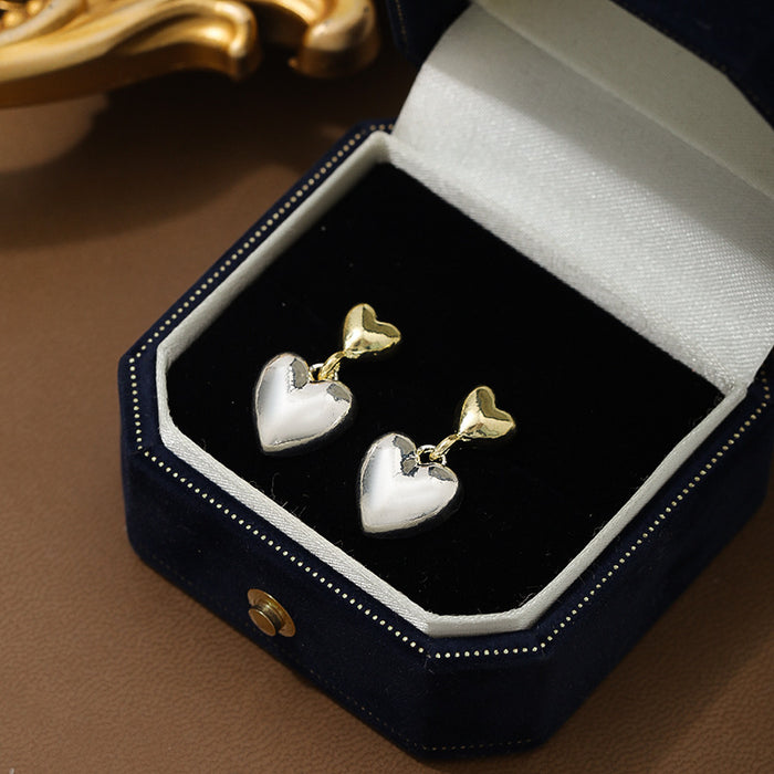 Wholesale Versatile and high-end double heart earrings, fashionable earrings with temperament and geometric earrings wholesale