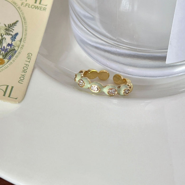 Wholesale Light luxury ring with diamond inlay, niche high-end sensory food ring, new handmade accessory