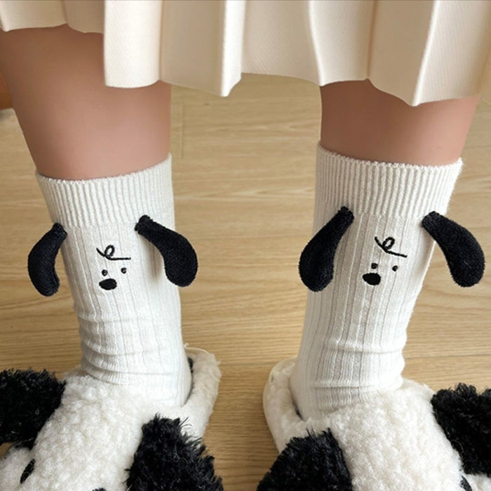 Wholesale Three-dimensional Doll Socks Women's Autumn and Winter Cartoon Black Ears Puppy Mid-body Socks