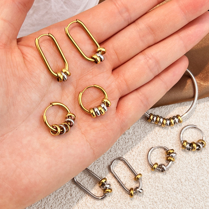 Wholesale Stainless Steel Color Matching Luxury Hoop Earrings