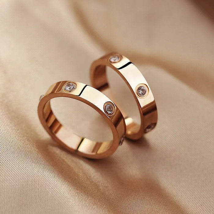 Wholesale Stainless Steel Diamond Studded Ring with Six Diamond Studs JDC-RS-Jinh004