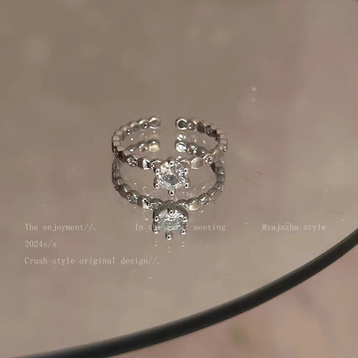 Wholesale Simple zircon open adjustable ring set