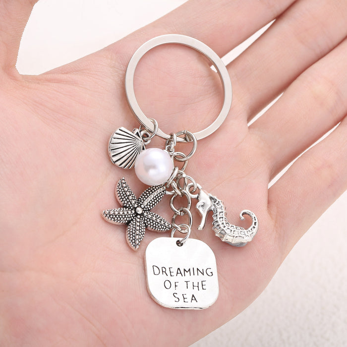 Wholesale Ocean Series Starfish Seahorse Shell Pendant Keychain Niche Creative Pendant School Bag