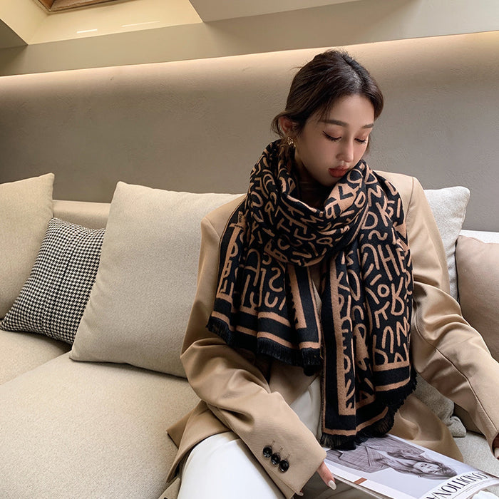 Wholesale Autumn and Winter Plaid Letter Scarf JDC-SF-Xuanx004