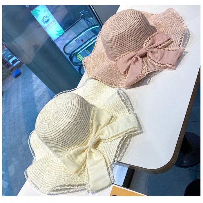 Wholesale Fashionable bow wave edge sunscreen hat