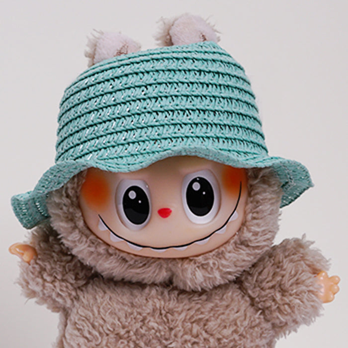 Wholesale  mini hollow top woven straw hat dome wave pull cloth leaking ear hat dress-up baby clothes accessories