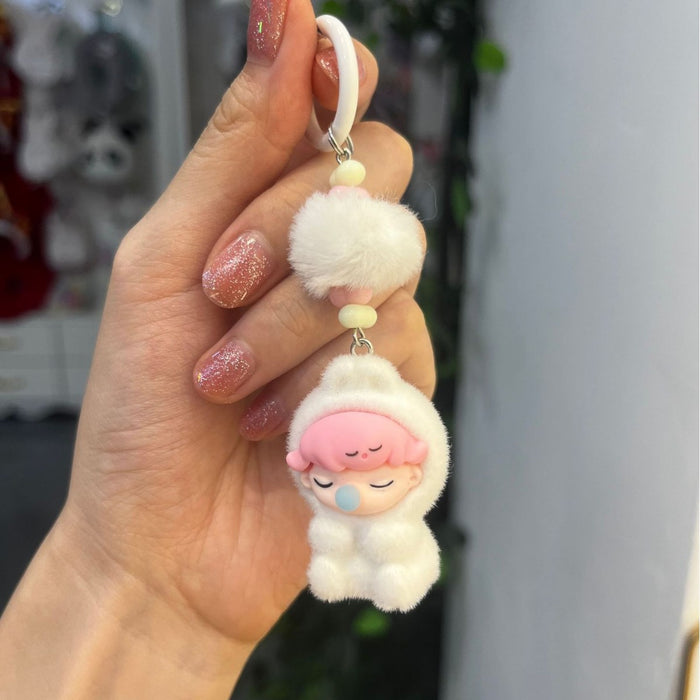 Wholesale Cartoon cat flocking keychain cute grain accessories doll bag car small pendant
