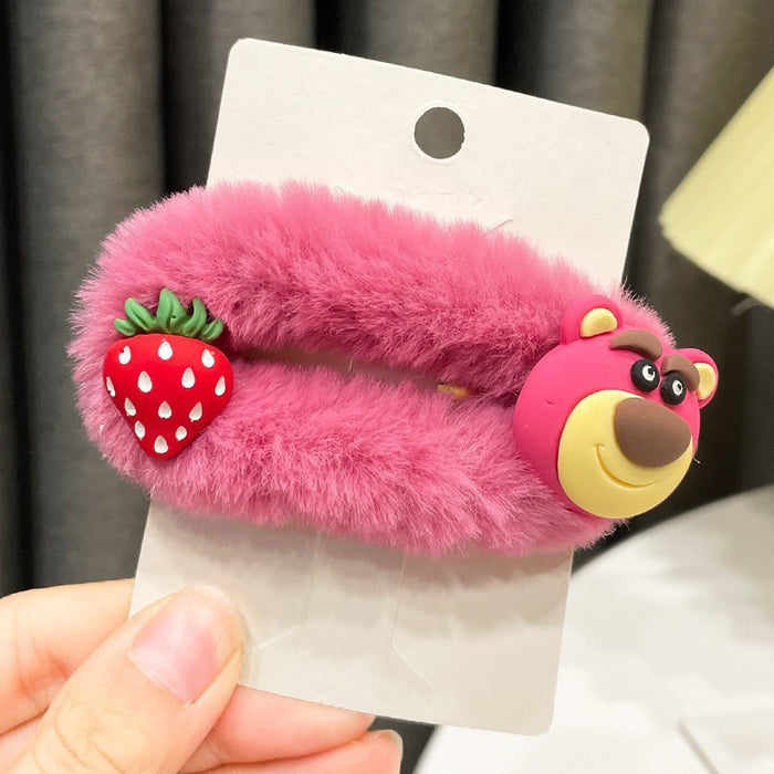 Wholesale Cute plush cartoon side clip hair clip