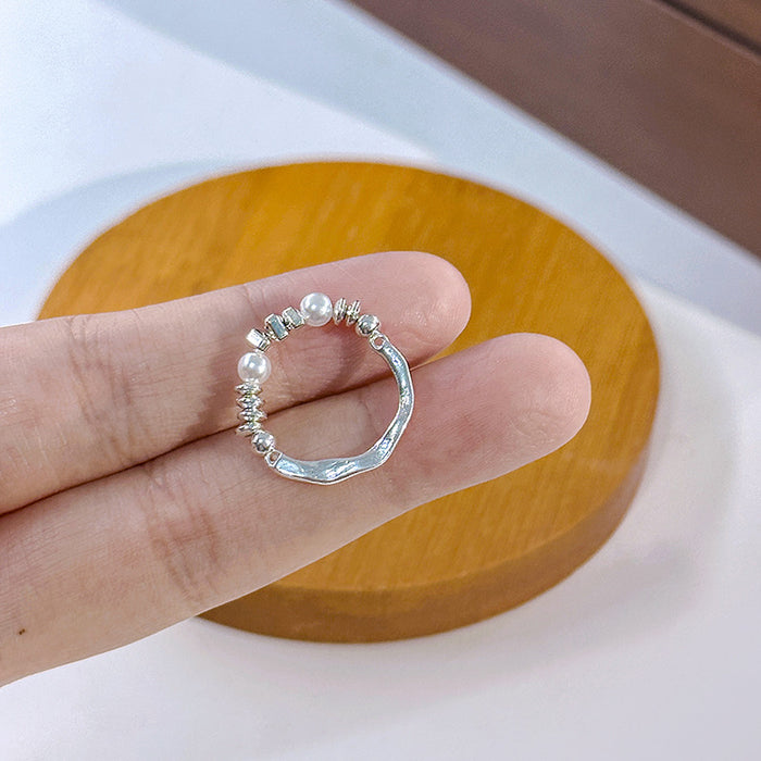 Wholesale Simple Irregular Alloy Pearl Ring JDC-RS-QingH006