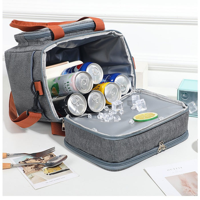Wholesale Double-layer lunch bag printed insulation bag ice bag for picnic insulation