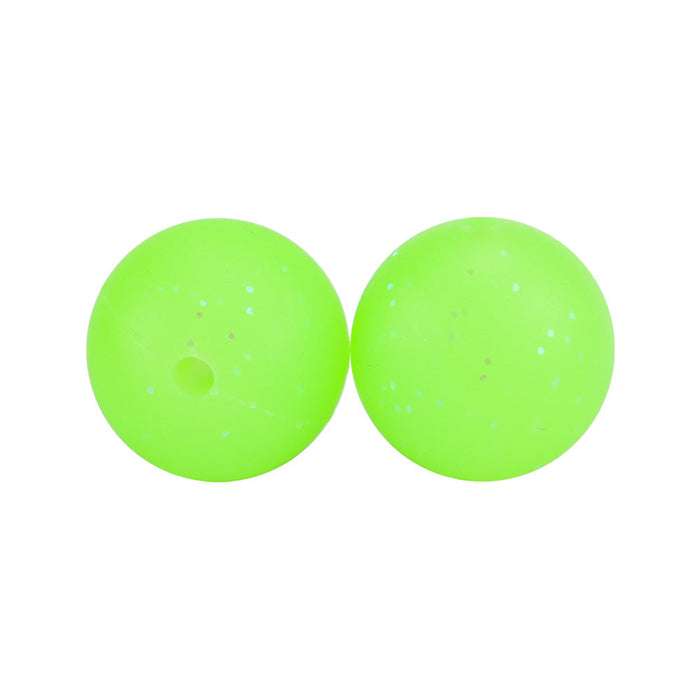 Wholesale 2pcs Glitter Silicone 12mm/15mm Solid Color Round Scatter Beads JDC-BDS-Siluoxi009