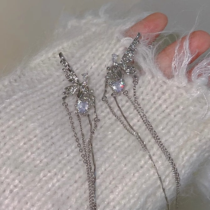 Wholesale Exquisite elf Ear Clip Long Style Tassel Earless Hole Ear Bone Clip Personalized Niche Angel Earrings Ear Clip