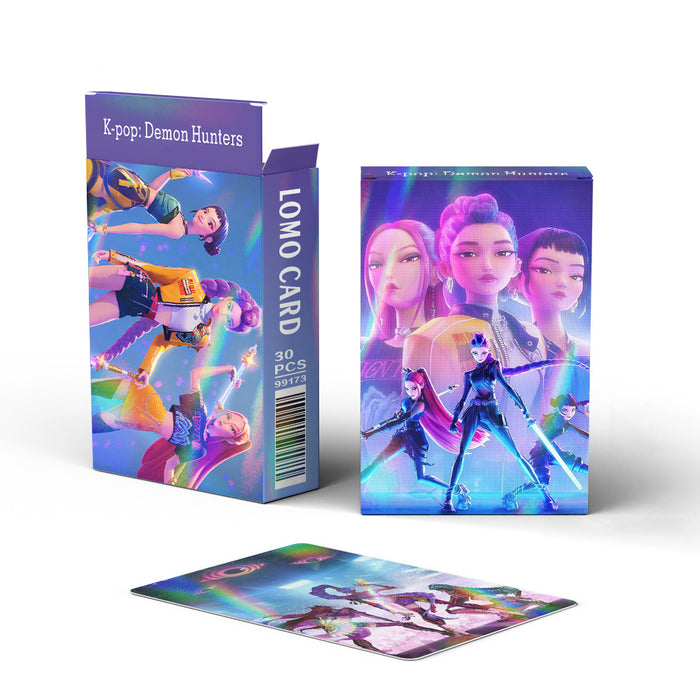Wholesale 30-Piece Set of K-Pop Holographic Cartoon Collectible LOMO Cards