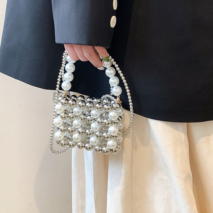 Wholesale Small handbag handmade bead pearl bag, niche fashion mini crossbody bag