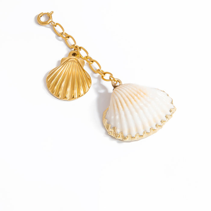 Wholesale Stainless steel bikini buckle ocean style shell rainbow oil drop pendant swimsuit pendant