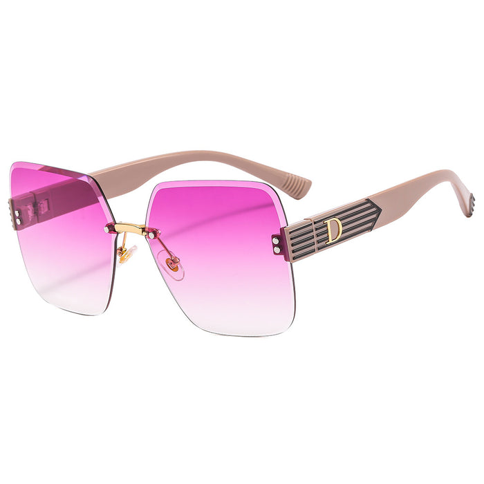 Wholesale Retro Square Metal Rimless Cut-Edge Sunglasses