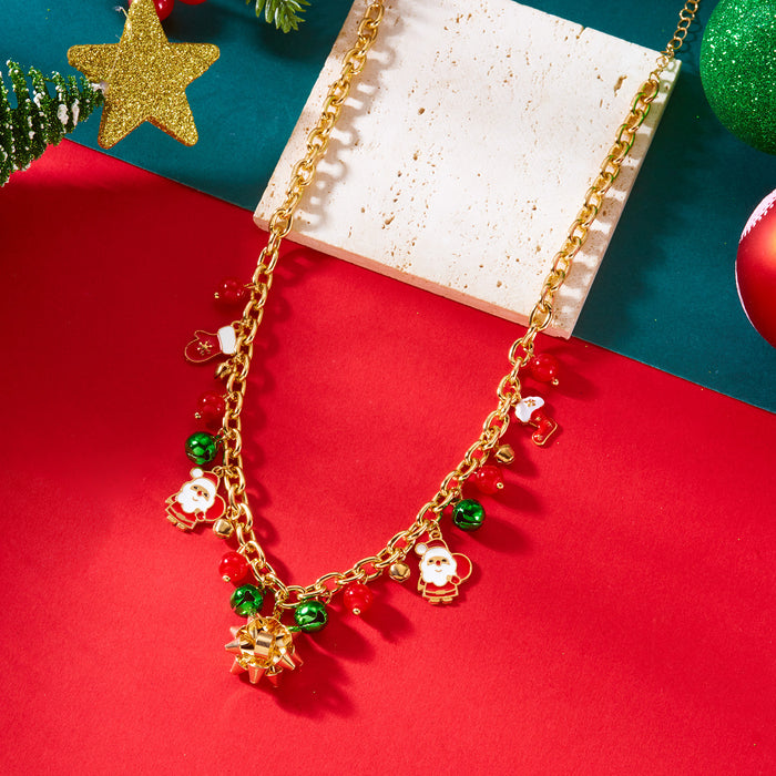 Wholesale Christmas Santa Snowman Pendant Necklace Travel Souvenir Jewelry Accessory Gift